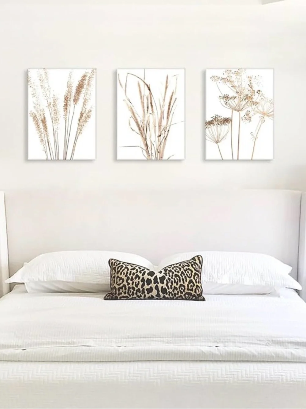 Beige Neutral Botanical Wall Art Set of 3 Framed Boho Neutral Plant Prints 12x16